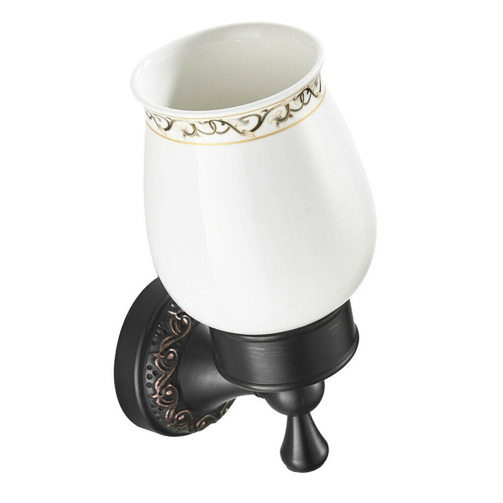 Toothbrush Holder Tidy Tumbler For Bathroom Kitchen, Made Of Brass & Ceramic