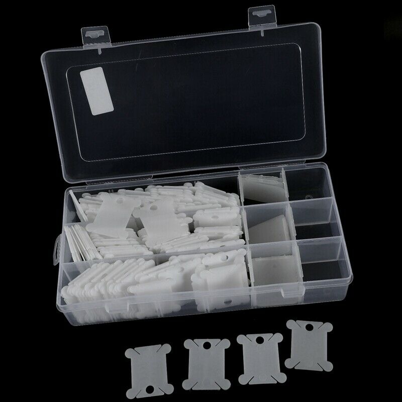 1X(Plastic Floss Bobbins and Clear Needlecraft Organizer - 200 Cross-Stitch 2P5)