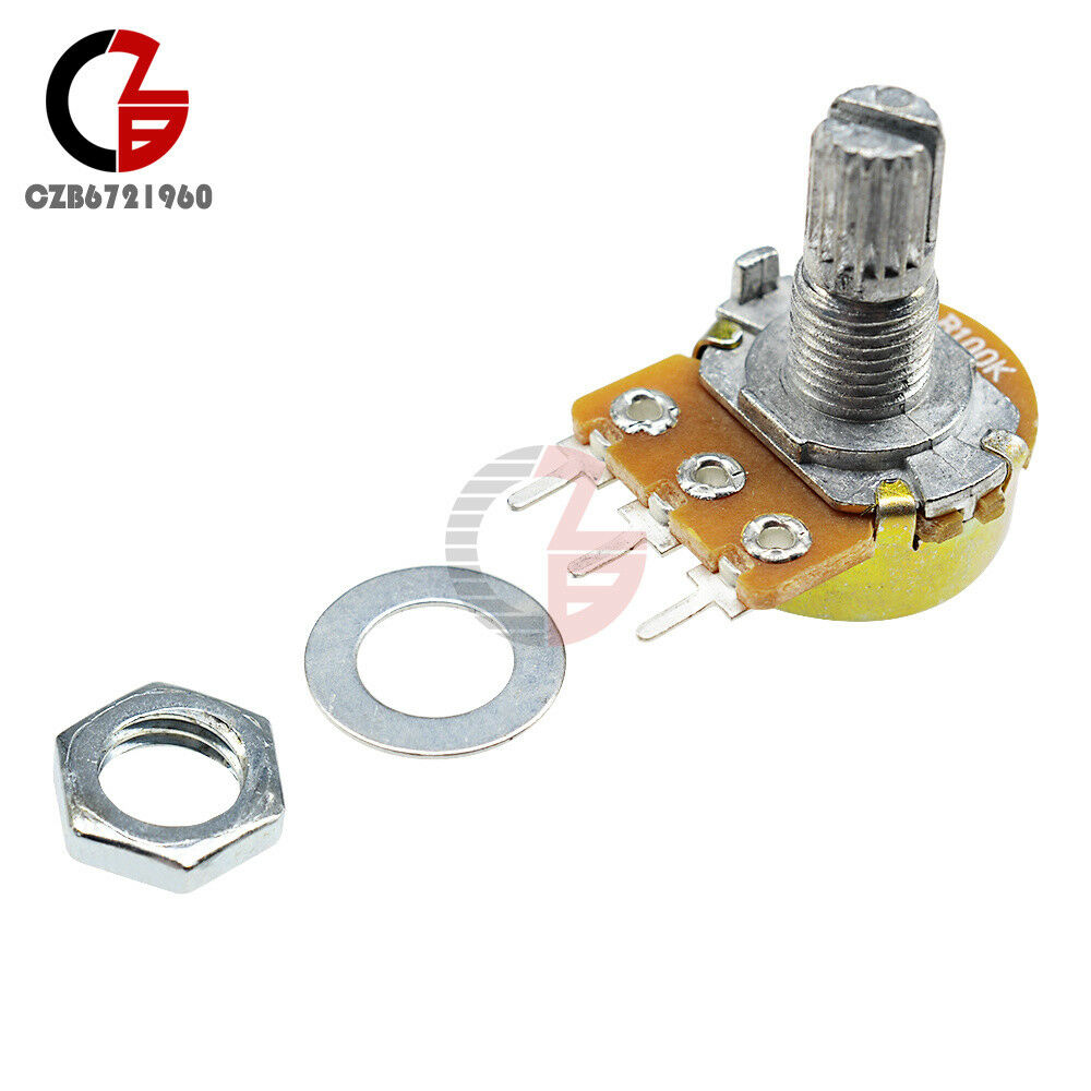 10PCS B100K OHM Linear Taper Rotary Potentiometer WH148 15MM Shaft 3 Pins