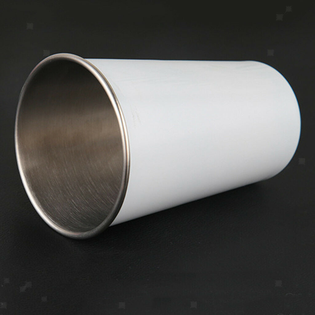 Stainless Steel Pint Cups Water Tumblers Travel Camping Kids Cup White 500ml