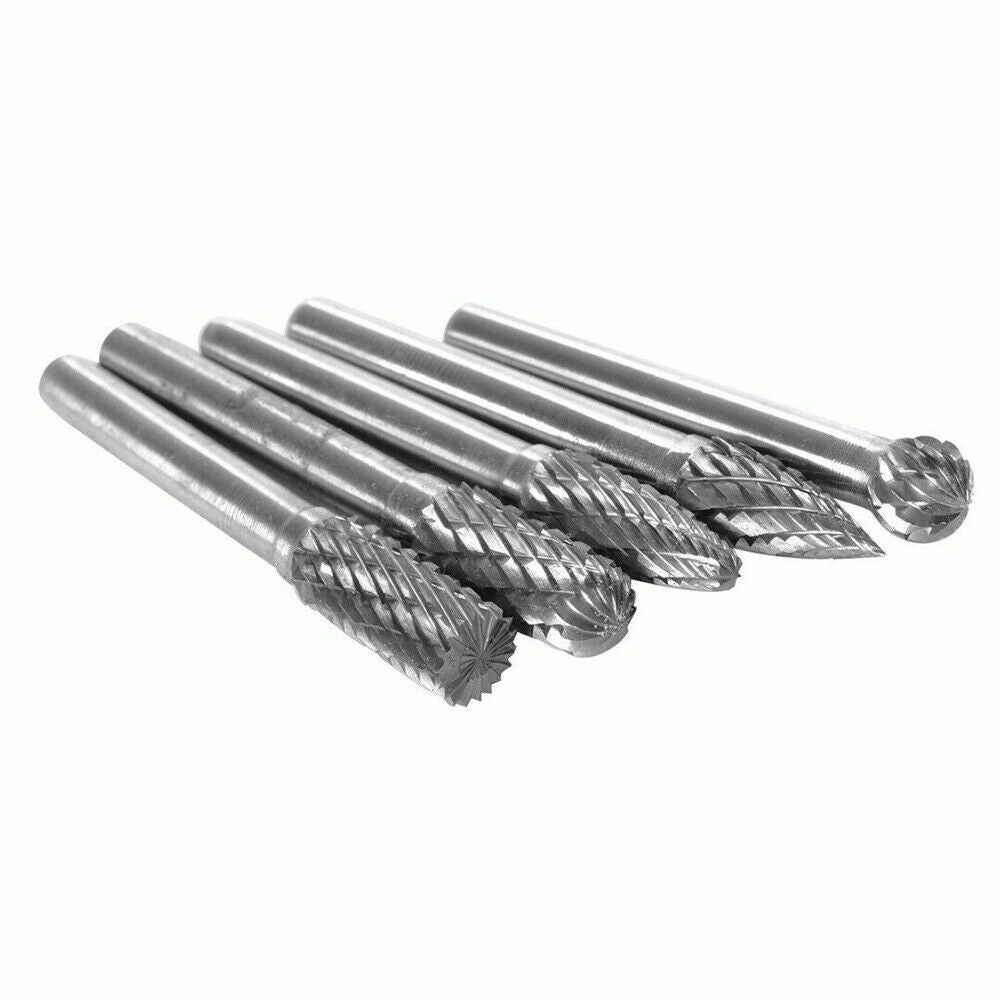 5x Rotary Burr Set Head Tungsten Carbide Burrs 1/4'' Shank Die Grinder Bit Tool