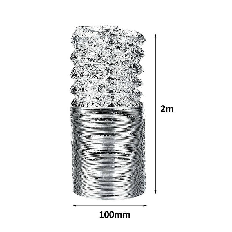 4inch Ventilator Pipe Aluminum Tube Air Ventilation Hose Flexible Exhaust Duc FG