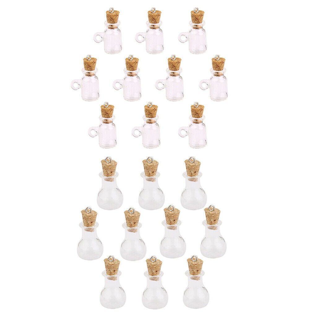20pcs Small Glass Cork Bottle Wishing Bottle Craft Pendants Jewelry Wedding