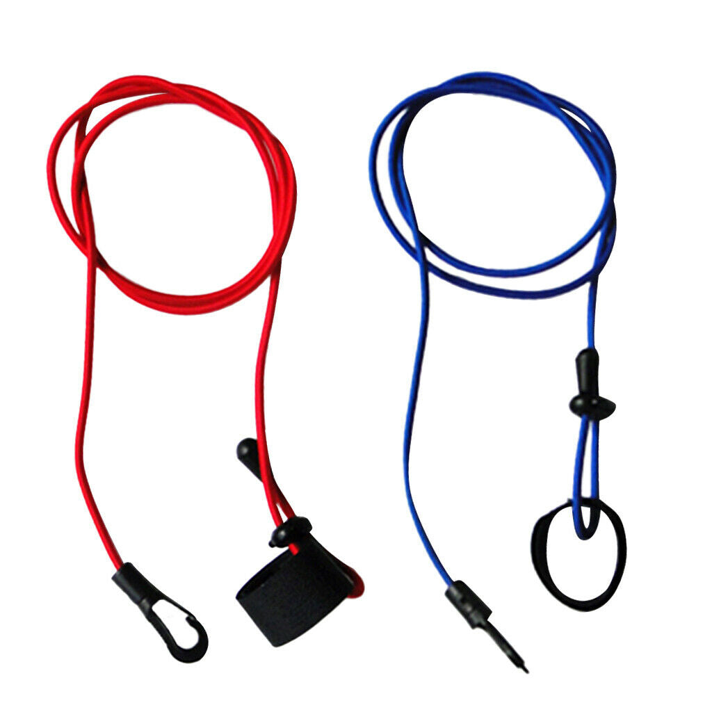 2pcs 1.1m Adjustable Strong Bungee Fishing Rod/Kayak Paddle Leash With Clip