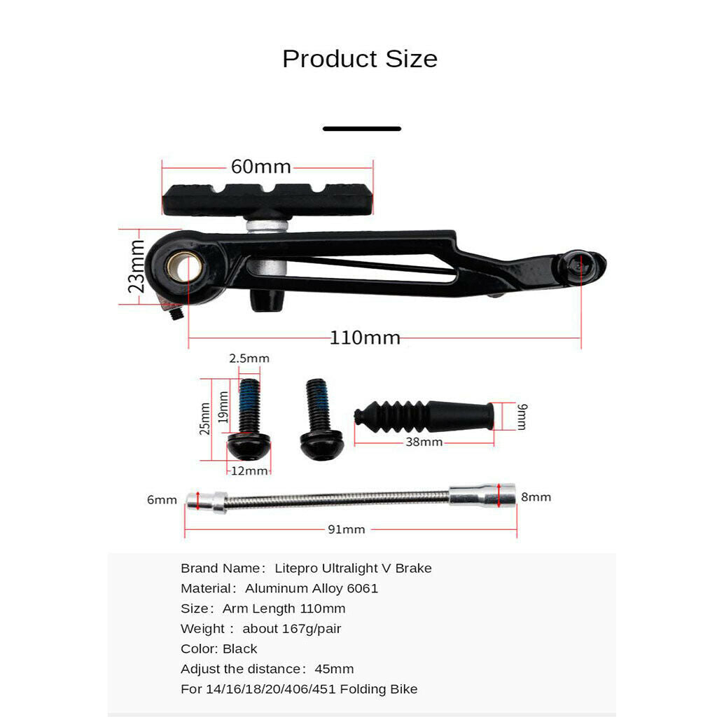 Litepro Road Folding Bike V Brake Bicycle Long Arm Brake Cycling Accessories