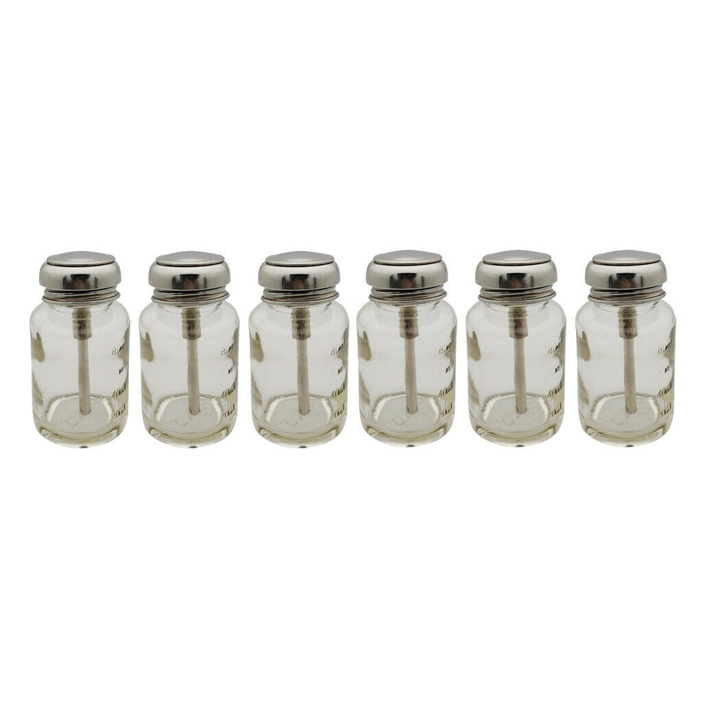 6Pcs/set 80ml Nail Polish Remover Pump Dispenser Alcohol Bottle Container