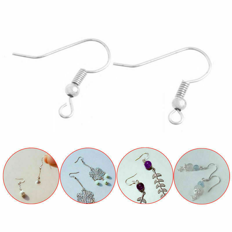 100x New Sterling Earrings Hook Coil Ear Wires DIY Jewelry Findings