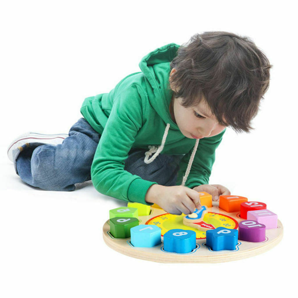 Color Clock Puzzle Jigsaw Recognition Wooden Teaching Time for Preschool