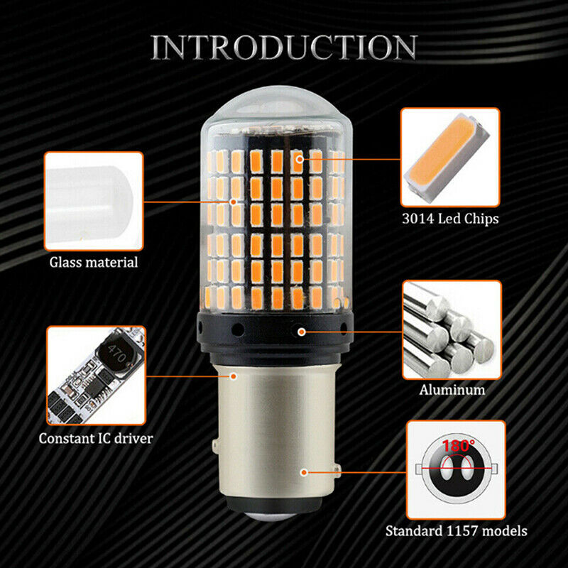 1Pc 1157 LED White Canbus 3014 144-SMD Car Turn Signal Brake Light No FlashSJCA