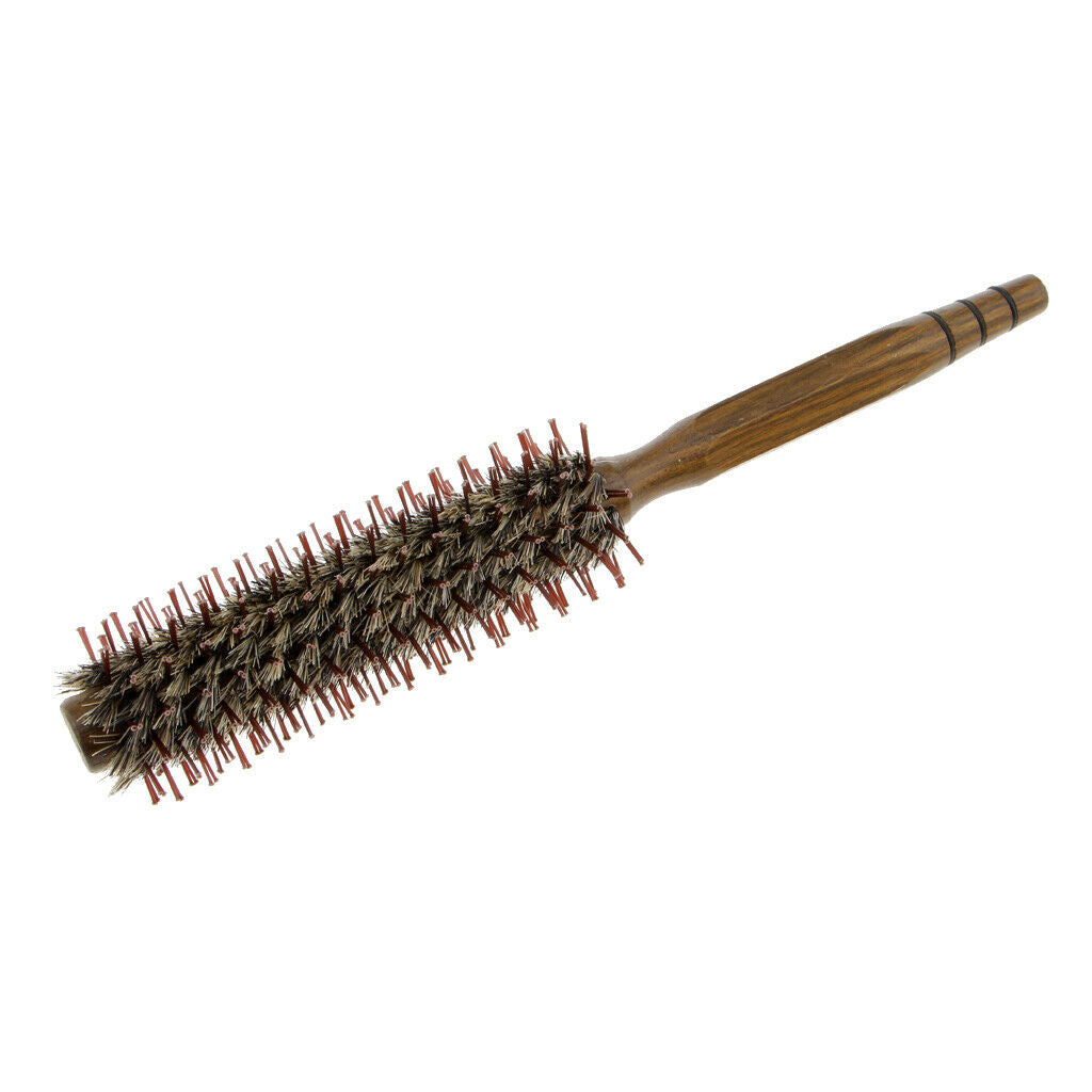 Natural Wooden Round Hair Brush Curling Styling Detangling Roll Hairbrush S