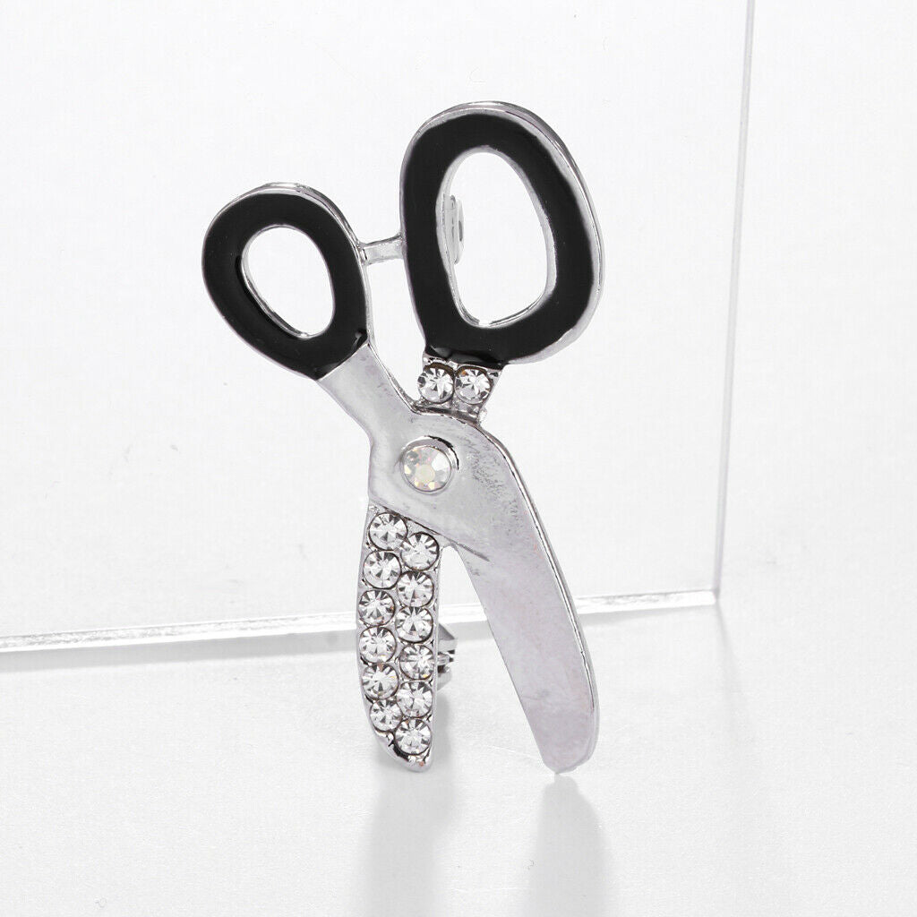 Small Scissor Crystal Rhinestone Brooch Wedding Bridal Jewelry Accessory Novelty