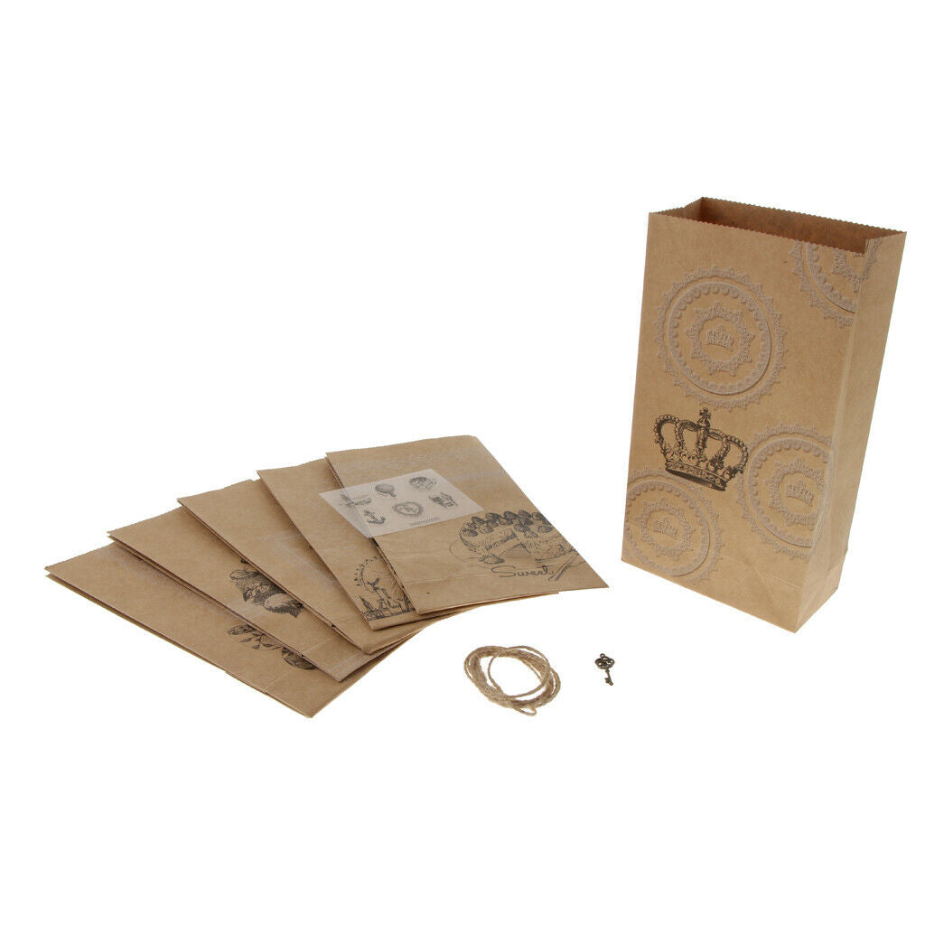 6 Pieces Kraft Paper Food Gift Bags with Self Adhesive Sealing Stickers