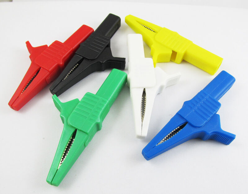6pcs 1000V 32A Battery Alligator Kelvin Test Clip to 4mm Banana jack 6 Colors