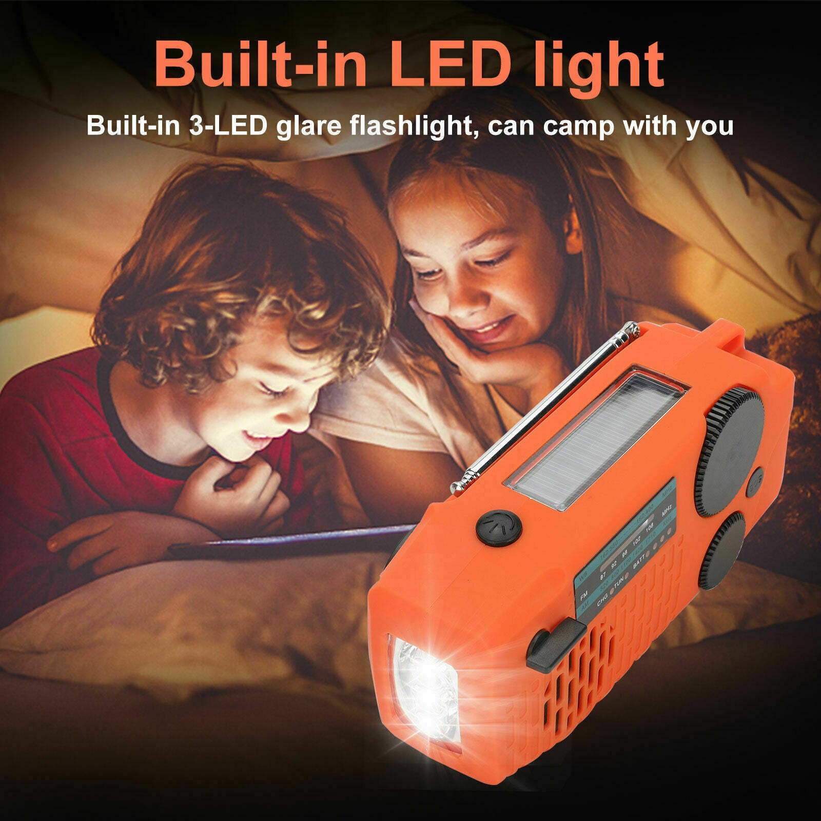 Solar Emergency AM/FM/NOAA Radio w/3 Weather Hand Crank  LED Fashlight SOS Alarm
