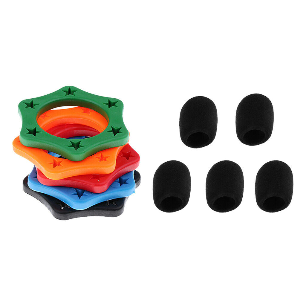 Microphone Slip Anti-Rolling Protection Ring Mic Ring + Black Mic Cover
