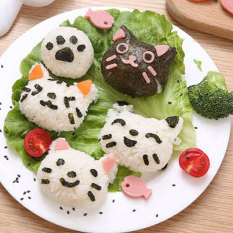 1 Set Cute Smile Cat Sushi Rice Mold Decor Cutter Sandwich DIY ToolDD