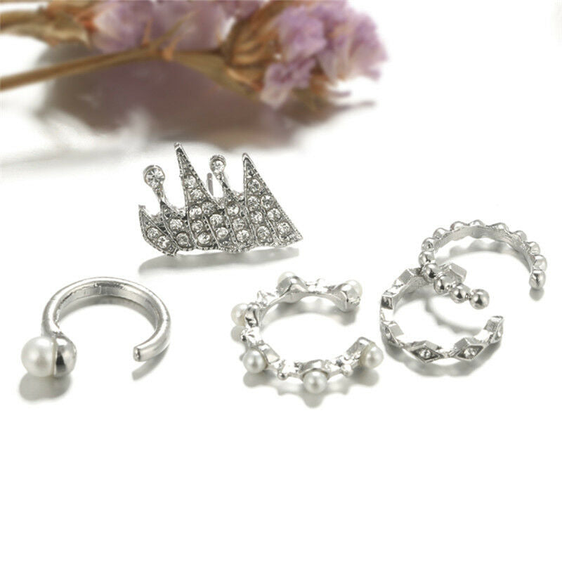 9PCS/Set Ear Clip Bohemia Ear Cuff Stud Crystal Ear Earrings Jewelry fashi.l8