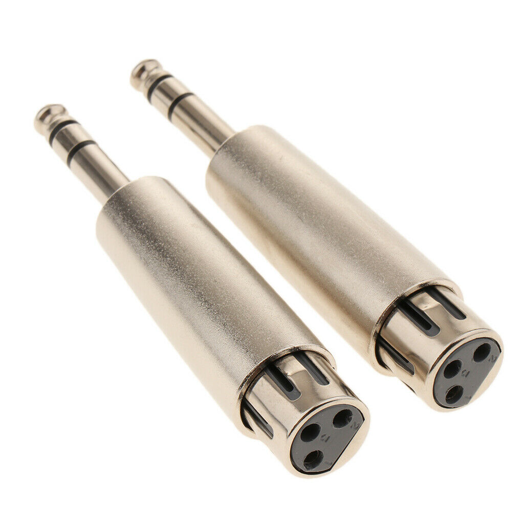 2x XLR 3-Pin Female to 6.35mm Mono Male Plugs Jacks, Audio Cable Mic Adapter
