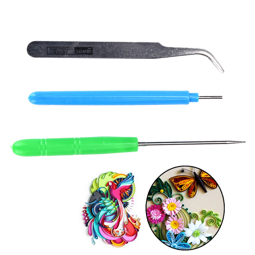 3pcs Paper Set Quilling Paper Tools Tweezer Needle Pins Slotted Pen Tool K.l8
