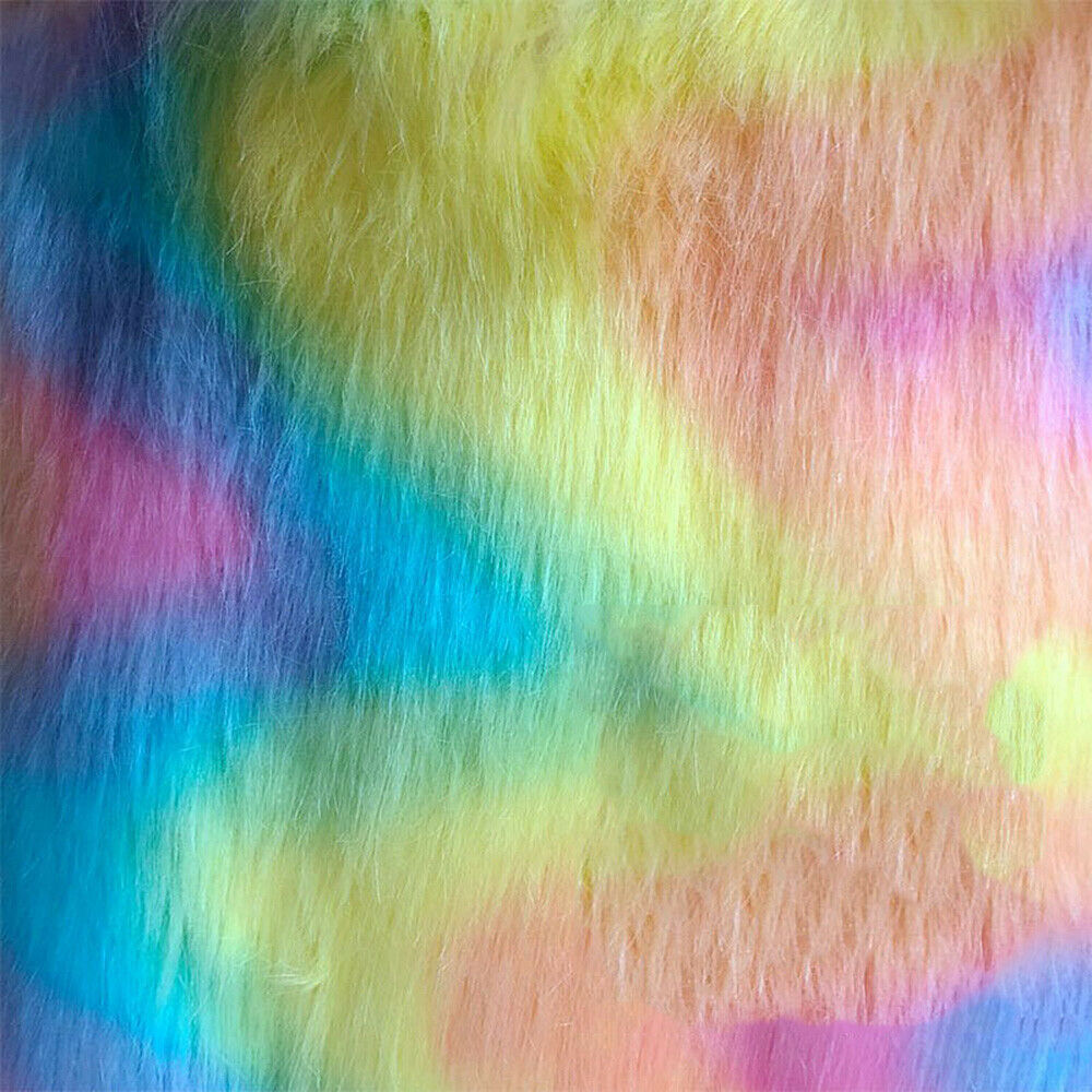A4 Faux Fox Fur Fabric Rainbow Plush Patchwork Sewing Craft Sofa Cover Material