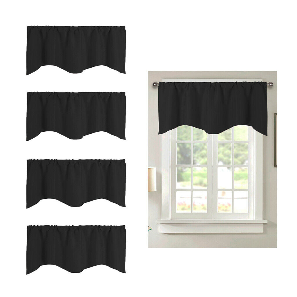 4 Pieces Black Short Curtains Small Window Valances 52x18inch for Kitchen