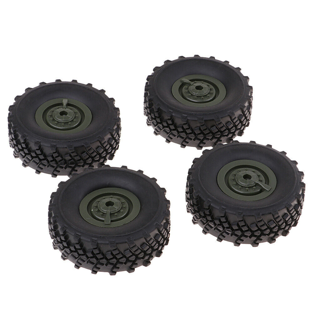 2X 4pcs Rubber Tire Tyres with Wheels for WPL 1/16 Scale Army Truck Spare Parts