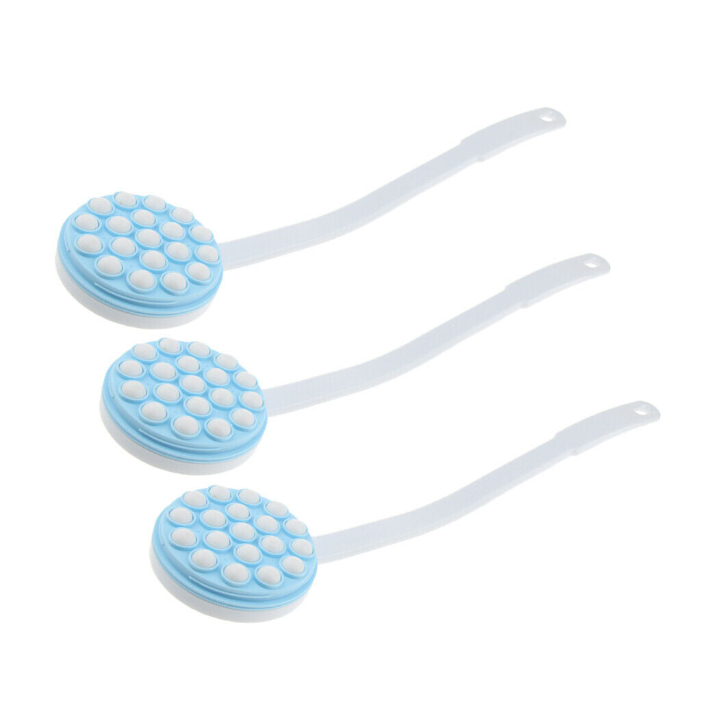 3pcs Long Handle Body Bath Shower Brush Back Scrubber Cleaning Massager