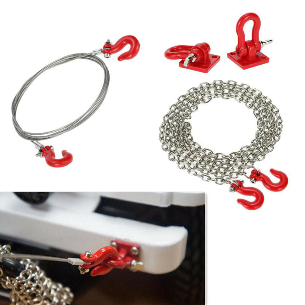 1/10 RC Car Tow Hook Trailer Chain Rope+Tire Rack Holder for Axial SCX10 D90
