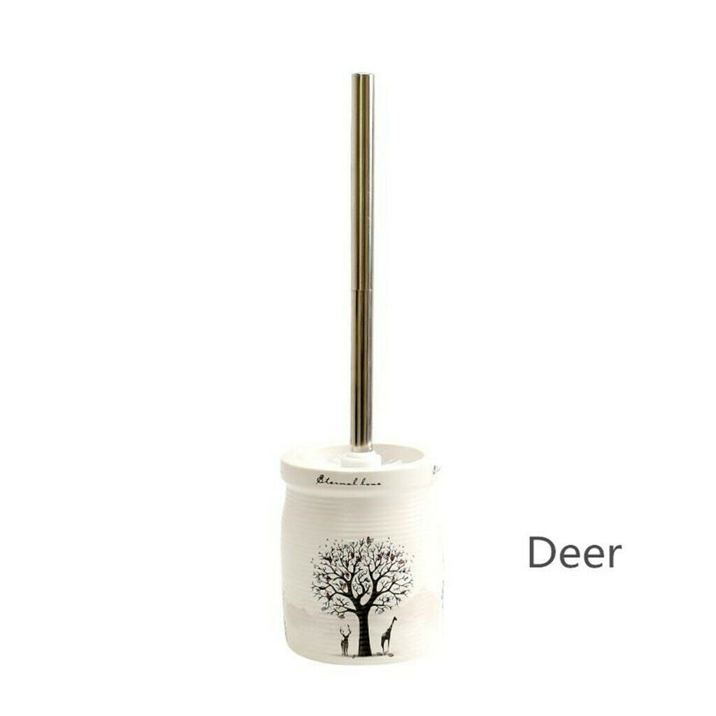 Nordic Toilet Ceramic Cleaning Brush W/ Handle Base For Bathroom Toilet