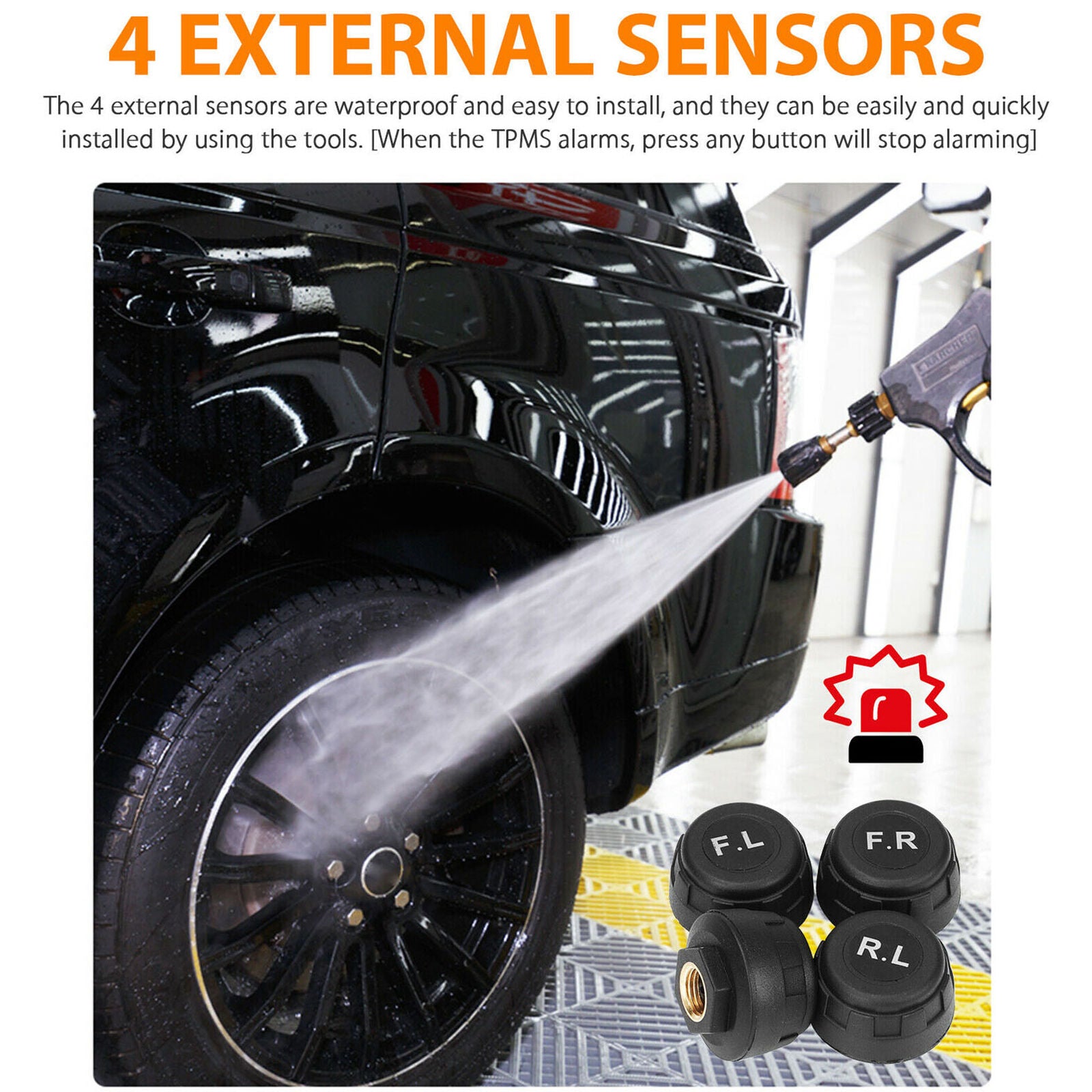 Wireless Solar TPMS LCD USB Car Tire Pressure Monitoring System 4External Sensor