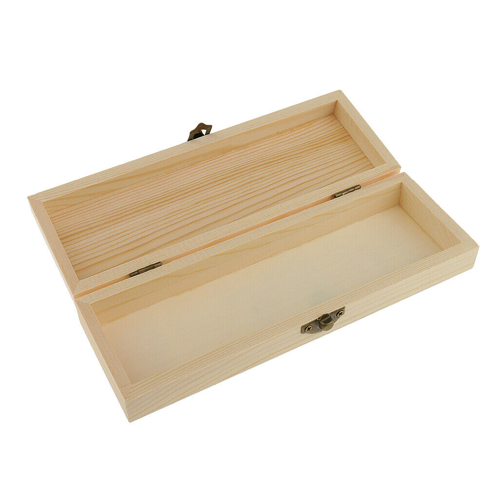 Blank Rectangle Unfinished Wooden Jewelry Gift Box Case for Kids DIY Crafts -