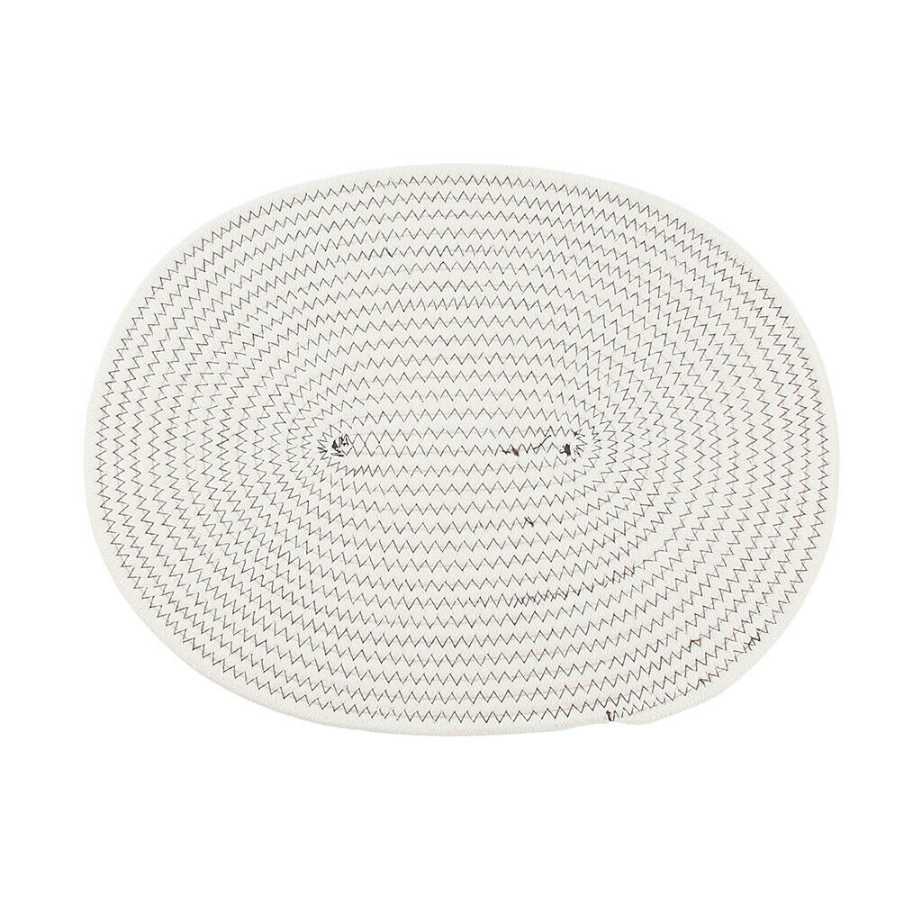 30*40cm Cotton Braided Round Table Placemat Thermal Insulation Mat White