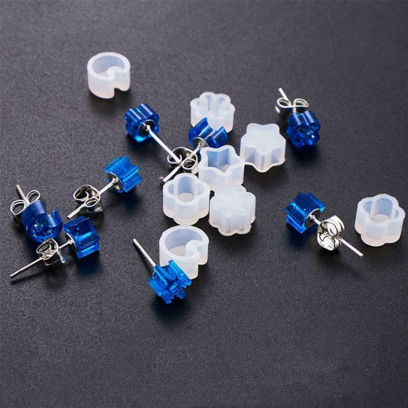 Earrings Epoxy Mold Set DIY Stud Earring Jewelry Making Material Ear Hook