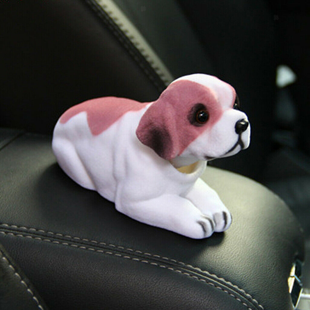 2x Nodding Dog with Golden Chain Ornaments Mini Bobble-Head Toys for Car