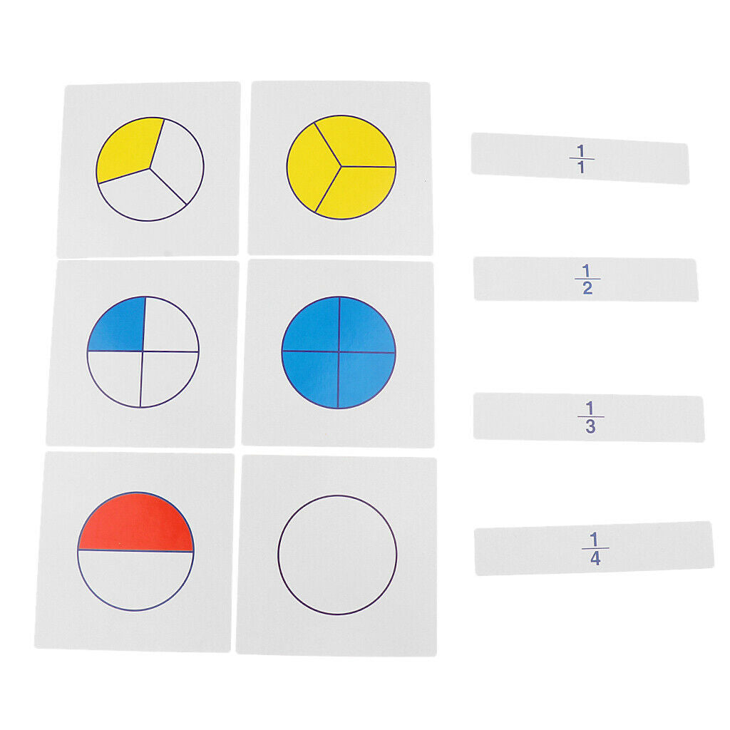 Kids Children Math Learning Cards Fraction For Montessori Educational 1 Set