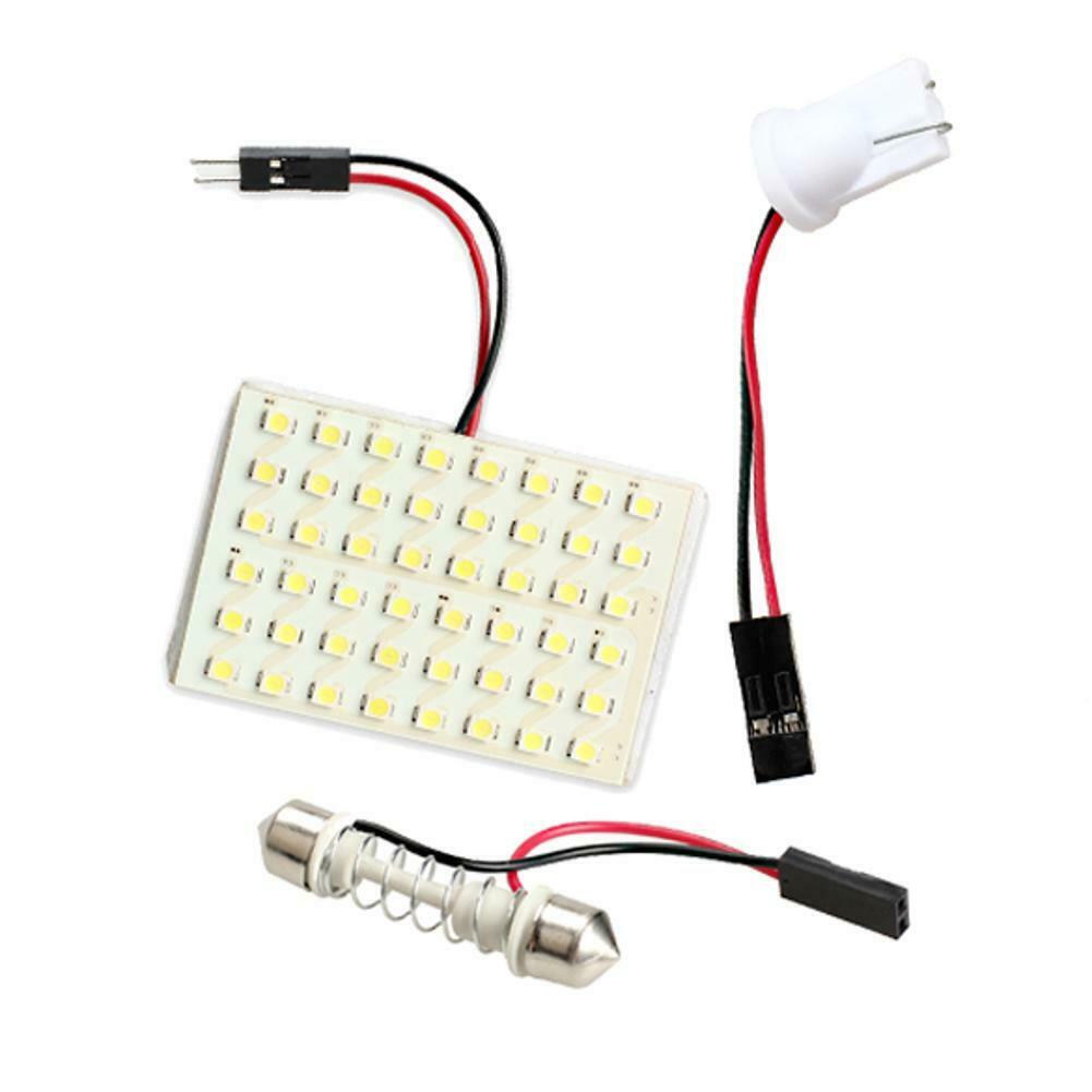 48 LED Dome Festoon Interior Bulb Roof Light with T10 Adapter Festoon Base @