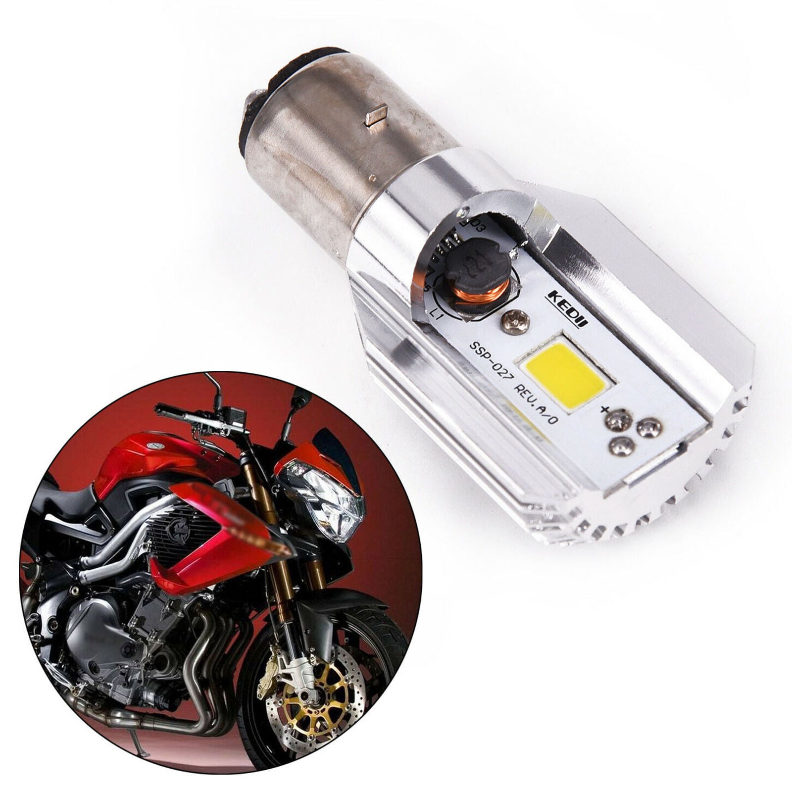 8V-80V BA20D H6 COB LED Motorcycle Headlight High/Low Beam Light Bulb lamps 12W
