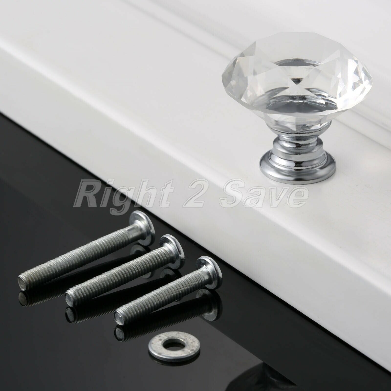 Crystal Glass Knobs Pull Handle Drawer Wardrobe Handle Cabinet Dia 30mm/1.18in
