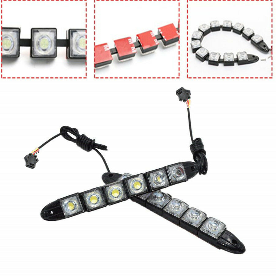 2x 6LED Car Flexible DRL Lamp w/ Switchback Sequential Flowing Turn Signal Light