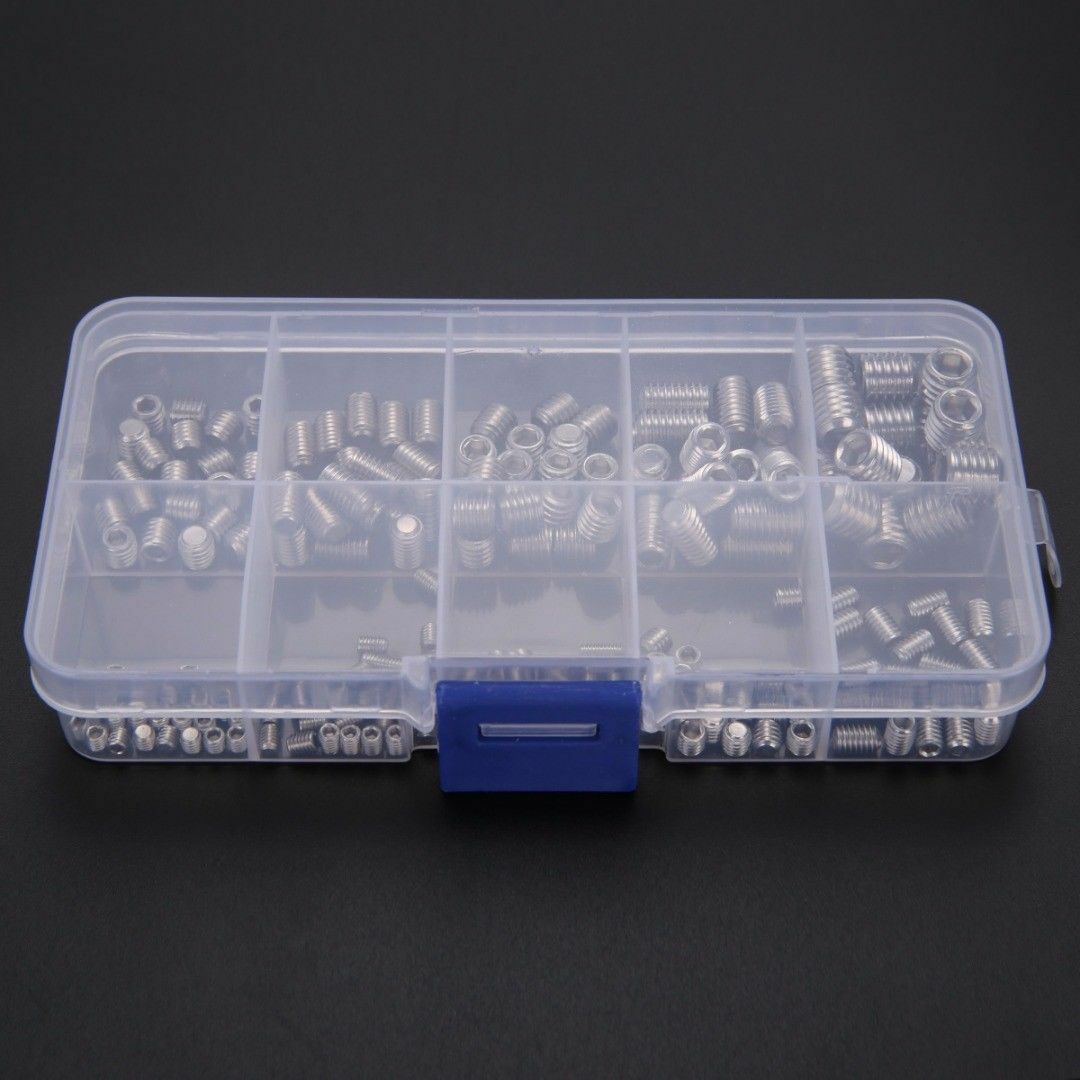 200pcs M3-M8 Stainless Steel Hex Socket Set Screw Grub Screws Assortment Kit NEW