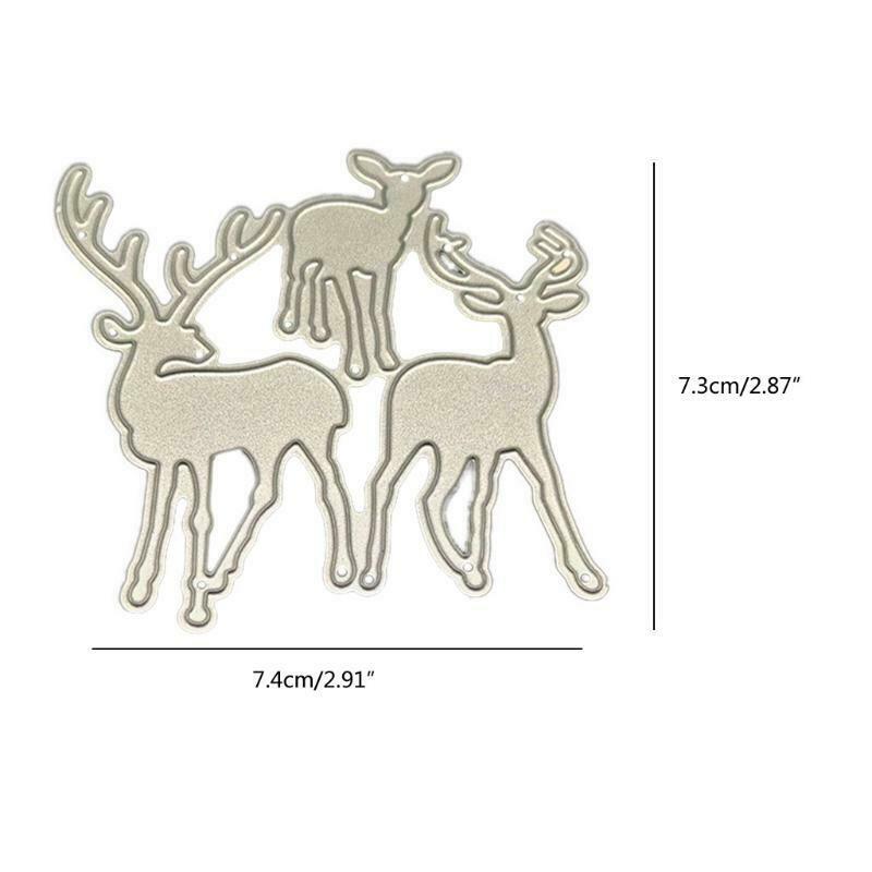 Three Christmas Deer Cutting Dies Stencil Scrapbook Album Paper Card Template