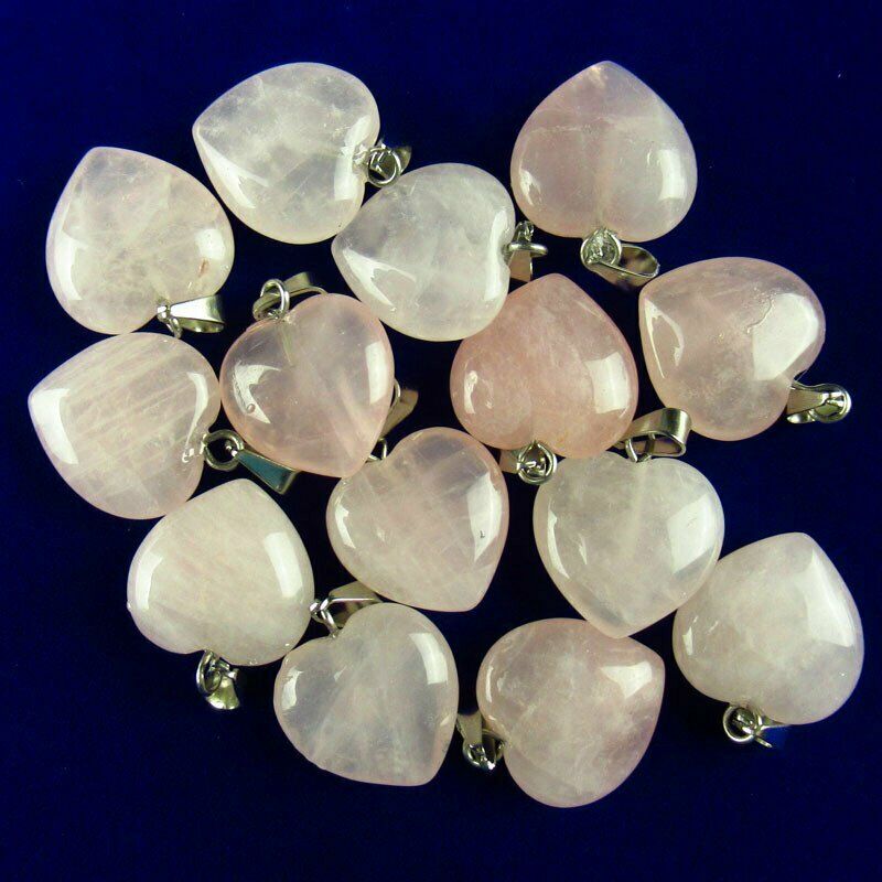 10pcs 25g 16x16x6mm Natural Rose Quartz Heart Pendant Bead A-220SK