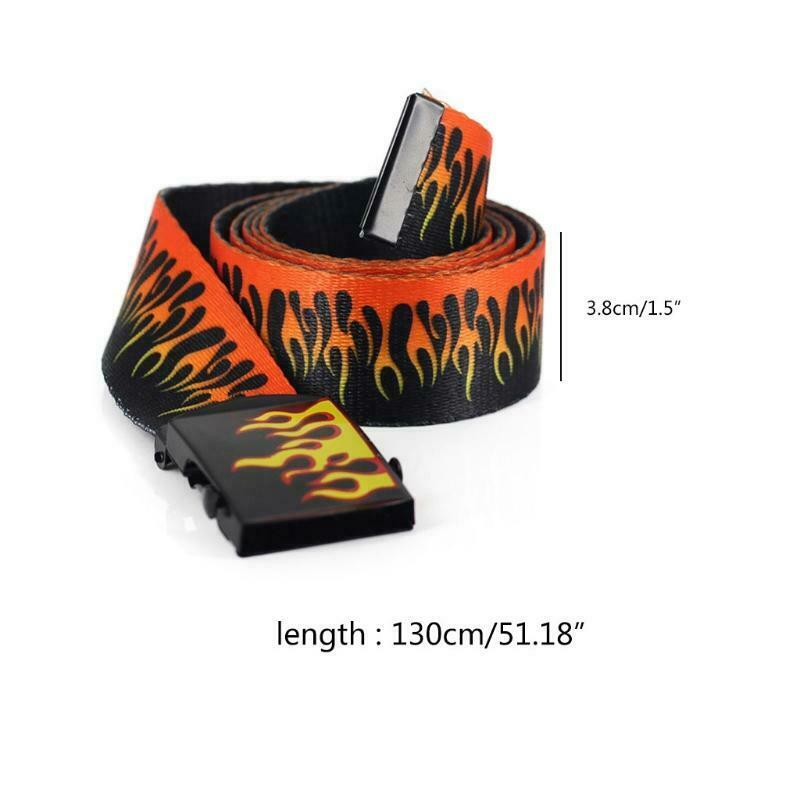 Korean Style Unisex Flame Grain Waistband 130cm Length Adjustable Canvas Belt