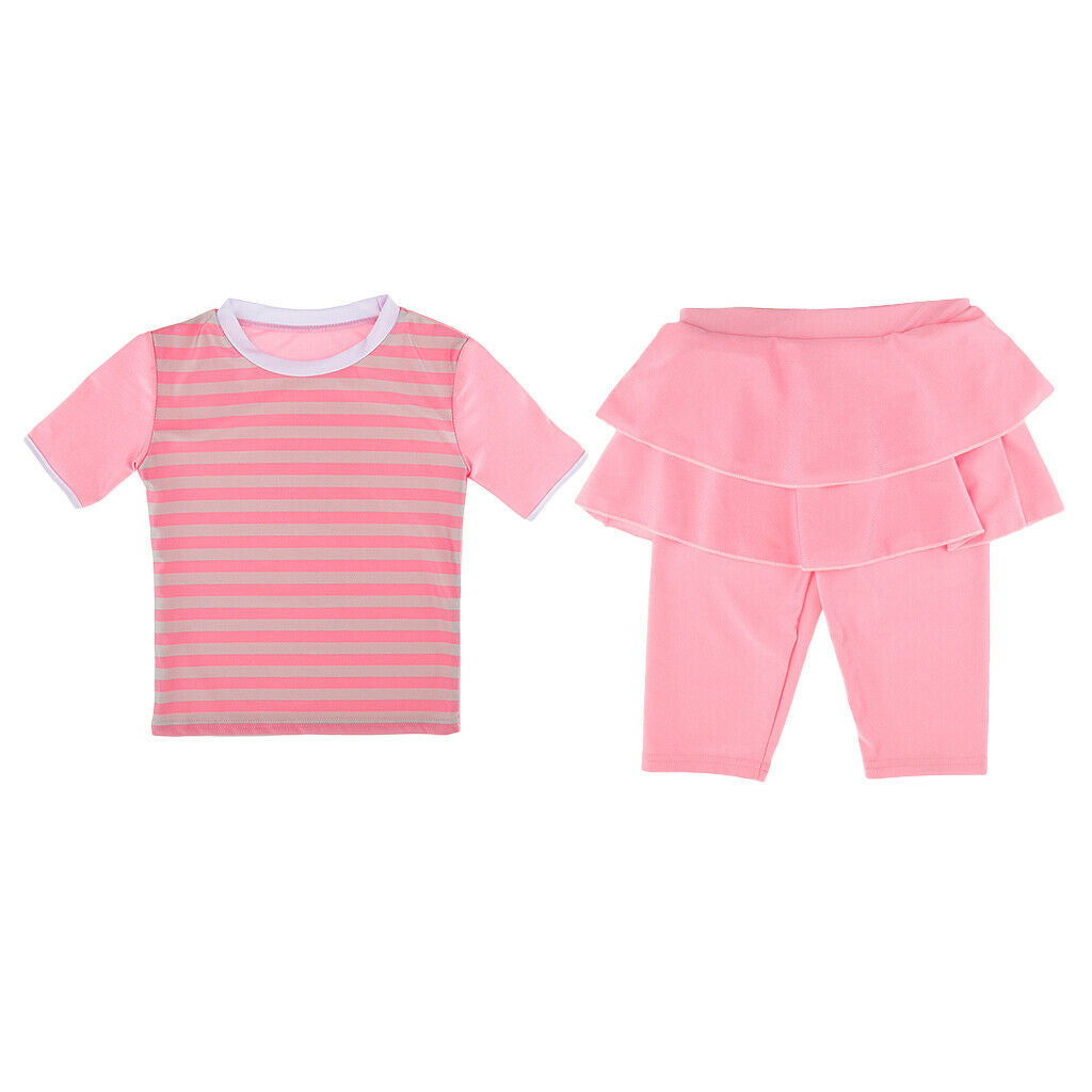 Muslim Kids Girls Modest Swimsuit Top Pant Islamic Arab Beachwear S Pink
