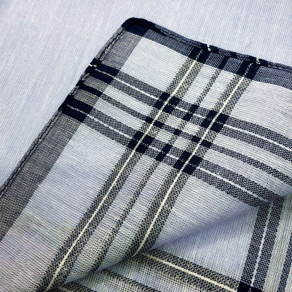 12x 100% Cotton Plaid Striped Handkerchiefs Hanky Pocket Square Formal 15''
