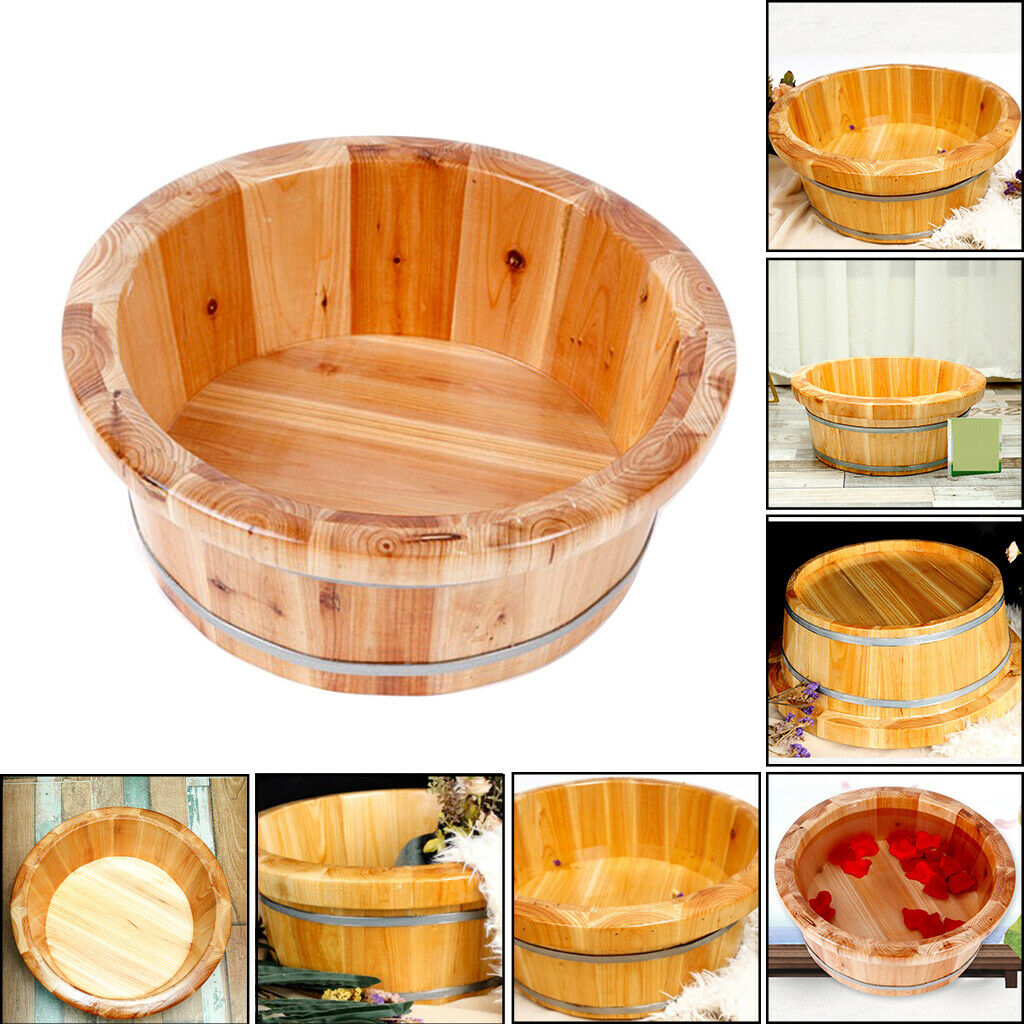 Foot Basin Feet Barrel Wood Bucket for Foot Soaker Washing Massage Spa Soak