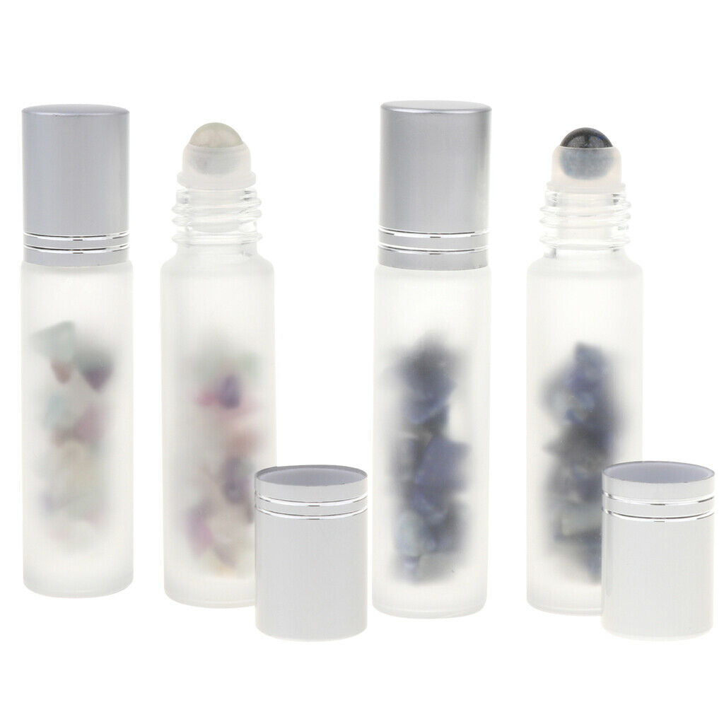 Pack of 4PCS, Refill Empty Crystal Jade Glass Perfume Roller Ball Bottles Vials,