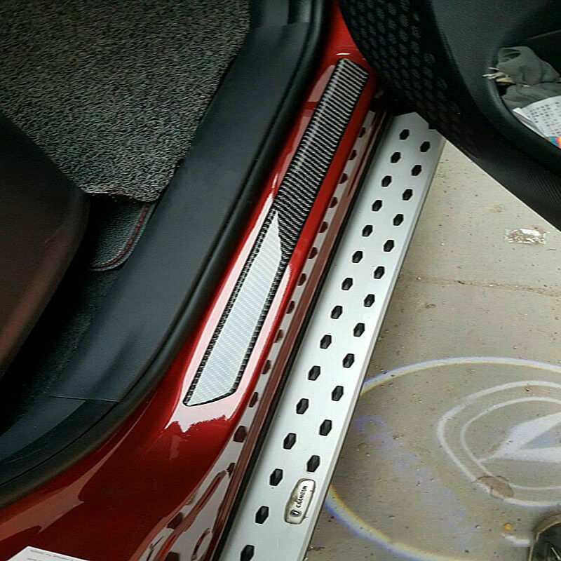 2pcs Door Sill Carbon Fiber Scuff Plate Cover Step Protector for Car Universal