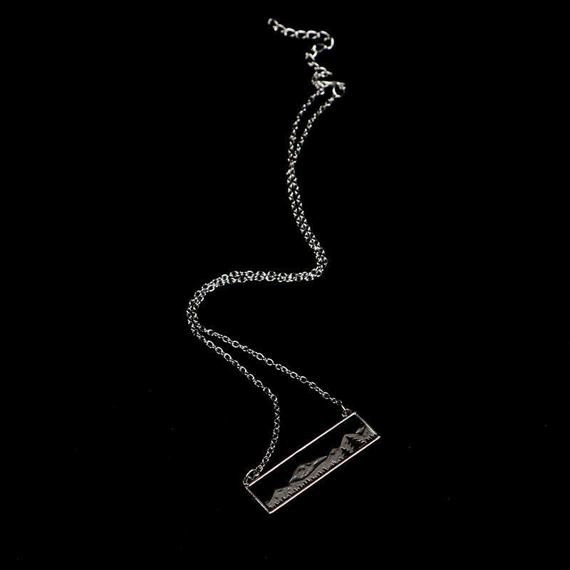 Mountain Range Pine Trees Pendant Necklace Landscape Jewelry Christmas G JD