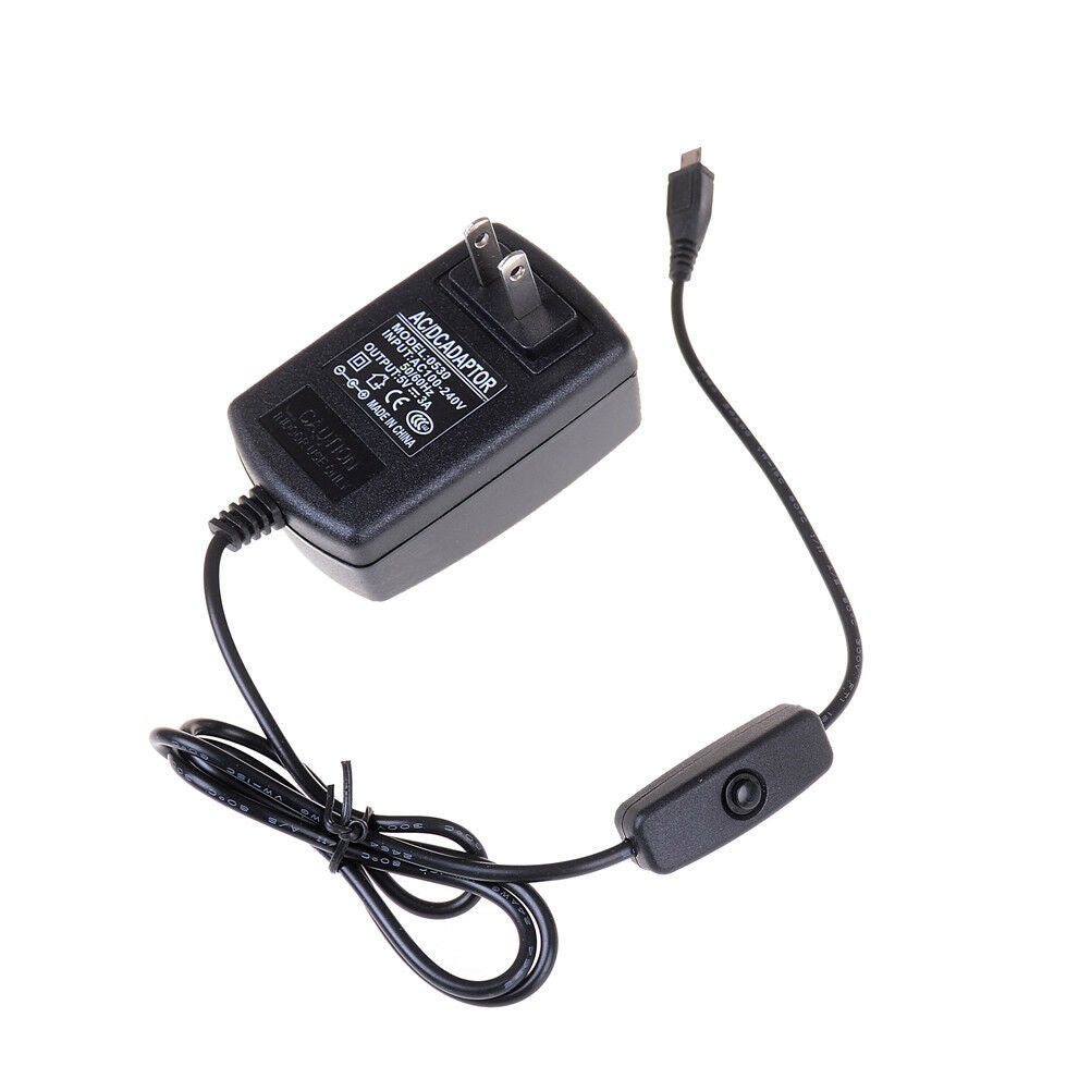 5V 3A Mini USB Power Supply Charger Adapter On/off Switch for Raspberry Pi 3 TL